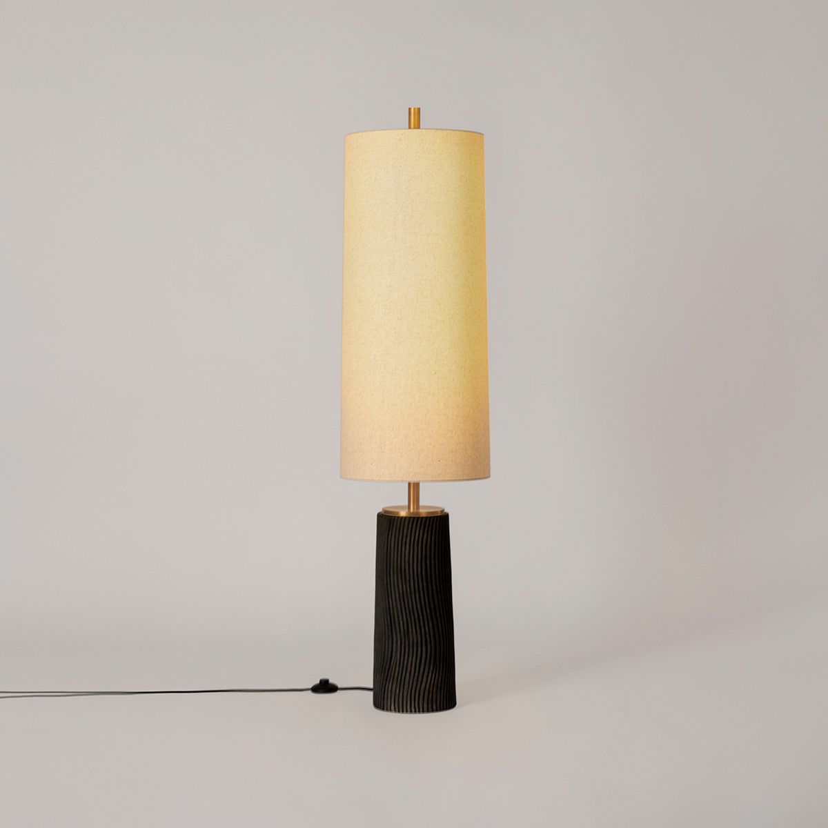 Troy Lighting Thane Floor Lamp 14" in Patina Brass and Ceramic Grey