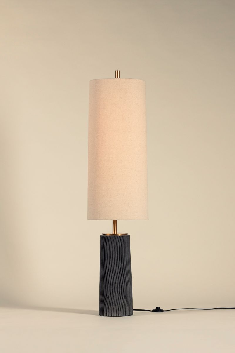 Image 4 Troy Lighting Thane Floor Lamp 14" in Patina Brass and Ceramic Grey more views