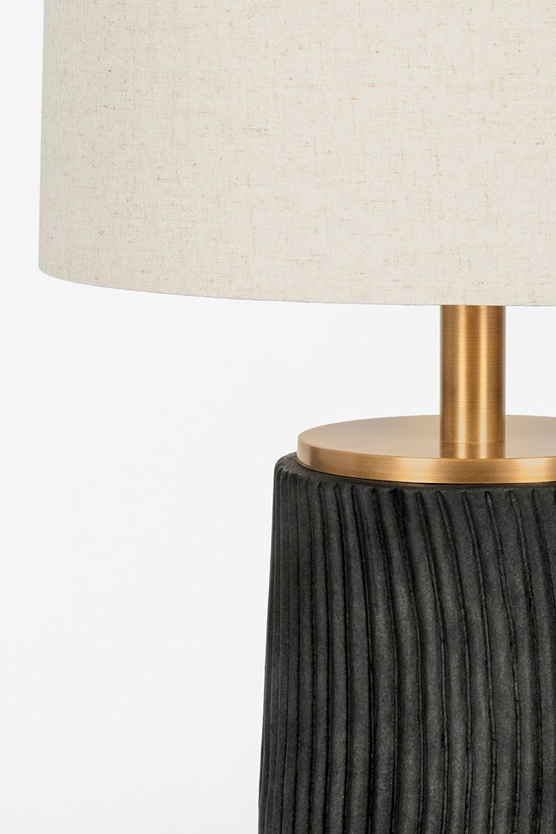 Image 6 Troy Lighting Thane Floor Lamp 14" in Patina Brass and Ceramic Grey more views