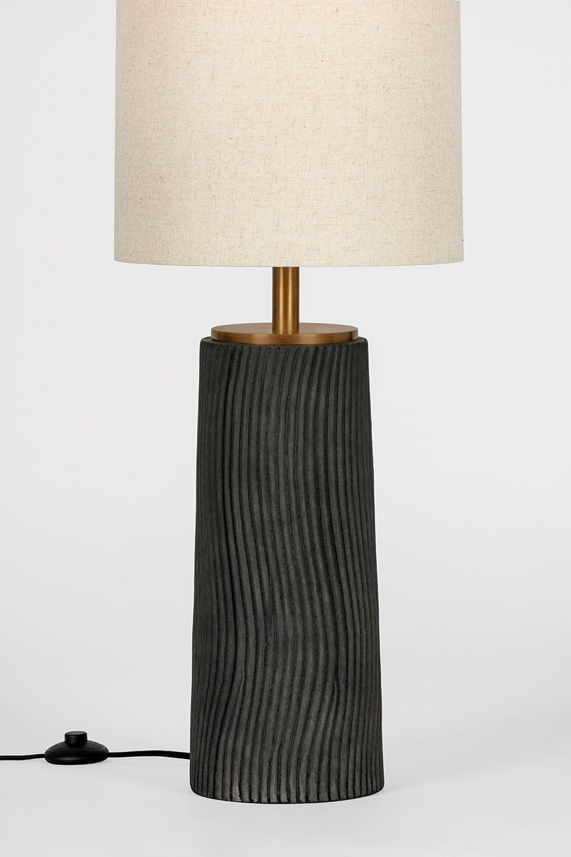 Image 7 Troy Lighting Thane Floor Lamp 14" in Patina Brass and Ceramic Grey more views