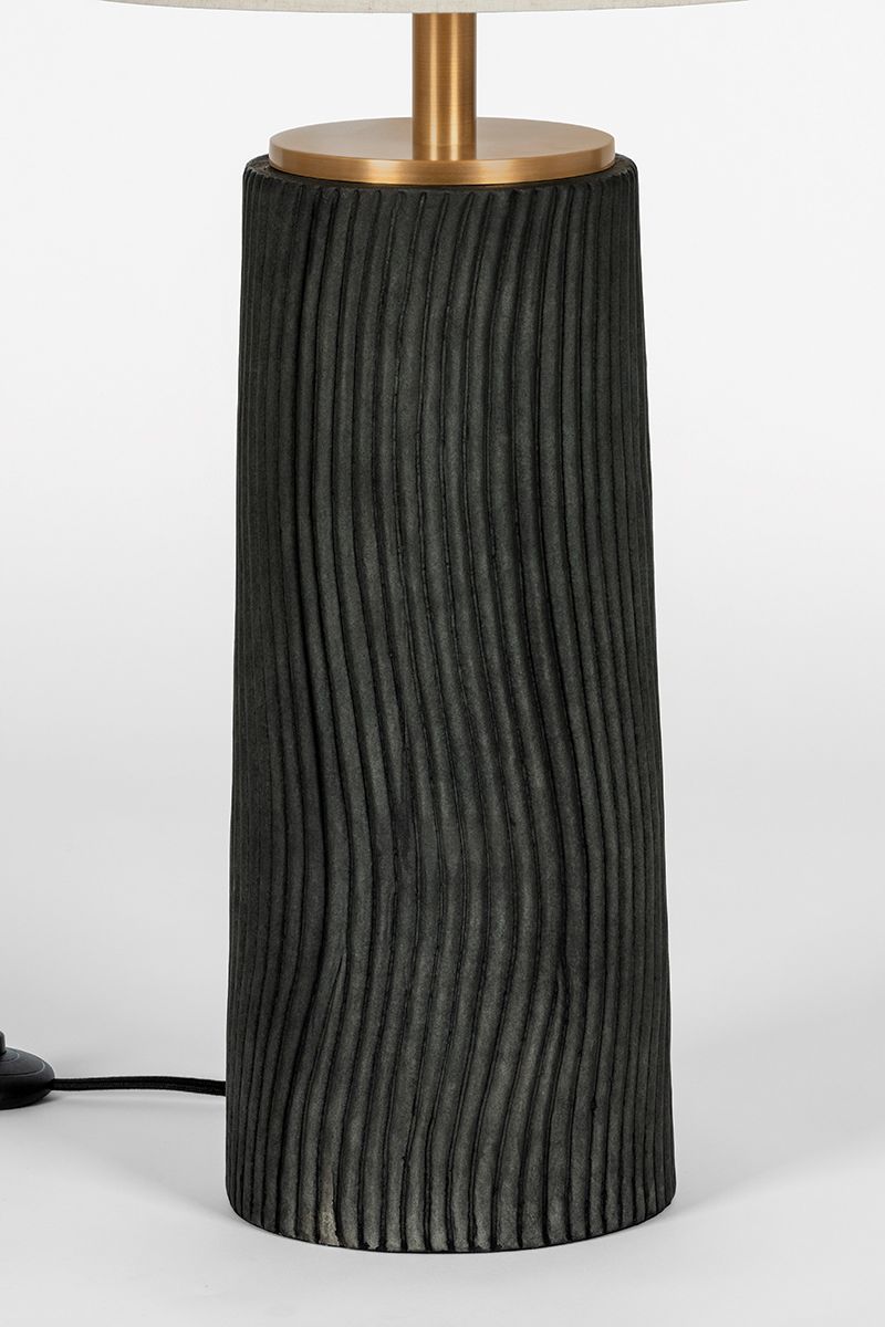 Troy Lighting Thane Floor Lamp 14" in Patina Brass and Ceramic Grey