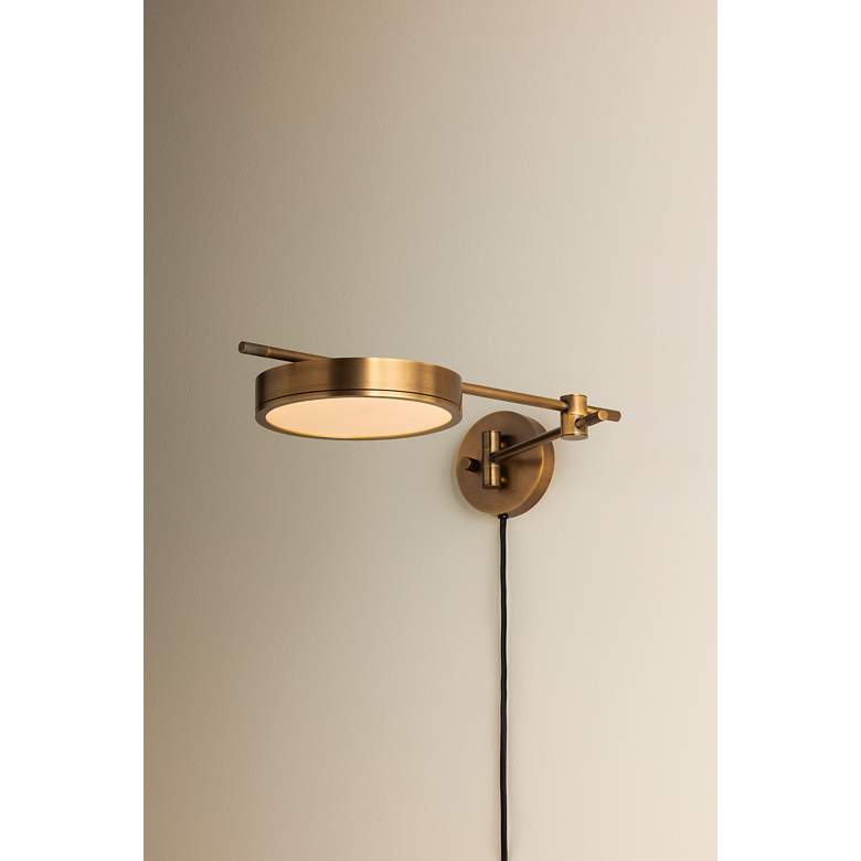 Image 2 Troy Lighting Thatcher Plug-in Sconce 8.5" in Patina Brass more views