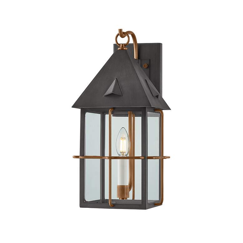 Image 1 Troy Lighting Toby Exterior Wall Sconce 8" in Patina Brass And Graphi