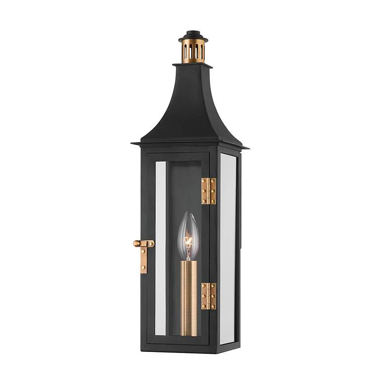 Image 3 Troy Lighting Wes 19 High" Black and Brass Outdoor Wall Lantern Light more views