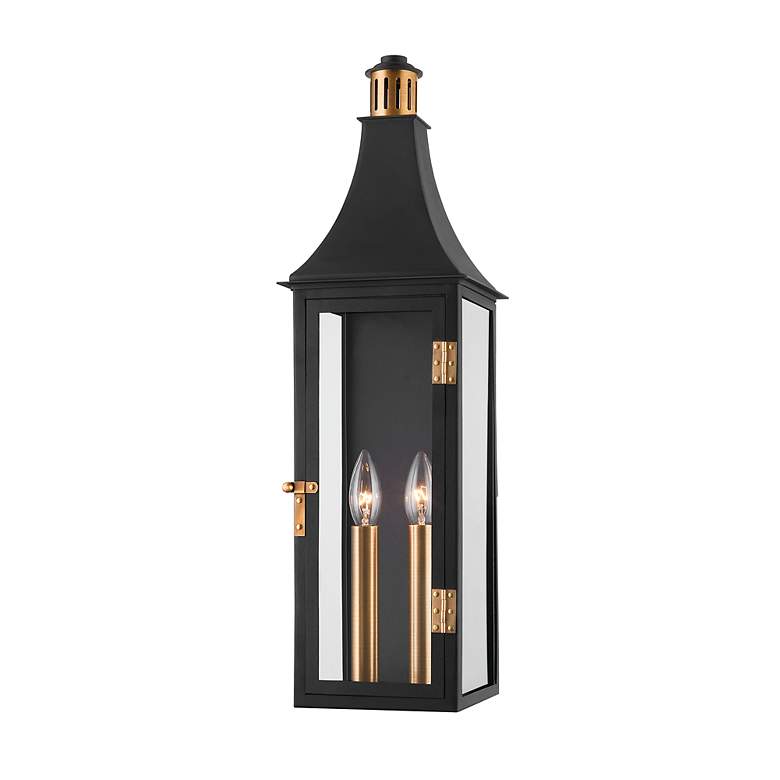Image 2 Troy Lighting Wes 24" High Black and Brass Outdoor Wall Lantern Light more views