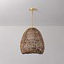 2_Troy Maester 16" Wide 1-Light Gold and Natural Fiber Dome Pendant more views