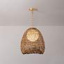 3_Troy Maester 16" Wide 1-Light Gold and Natural Fiber Dome Pendant more views