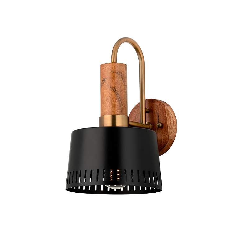 Image 2 Troy Memphis 13.5" Steel and Acacia Wood Modern One Light Sconce more views