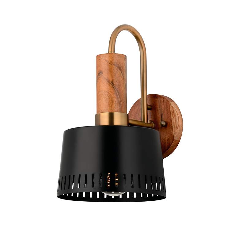 Image 4 Troy Memphis 13.5" Steel and Acacia Wood Modern One Light Sconce more views