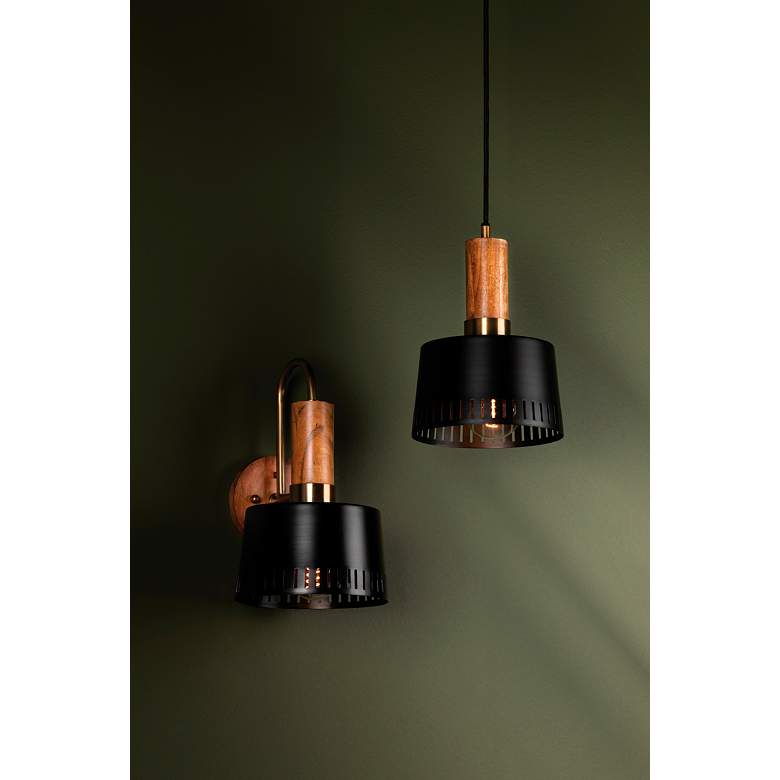 Image 5 Troy Memphis 13.5" Steel and Acacia Wood Modern One Light Sconce more views
