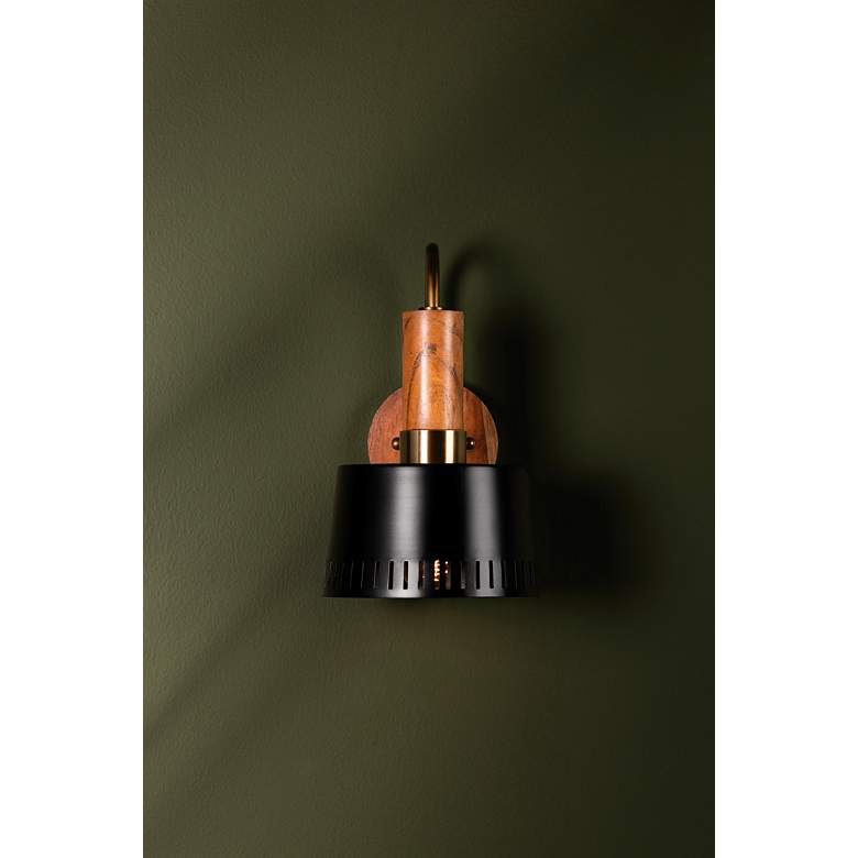 Image 6 Troy Memphis 13.5" Steel and Acacia Wood Modern One Light Sconce more views