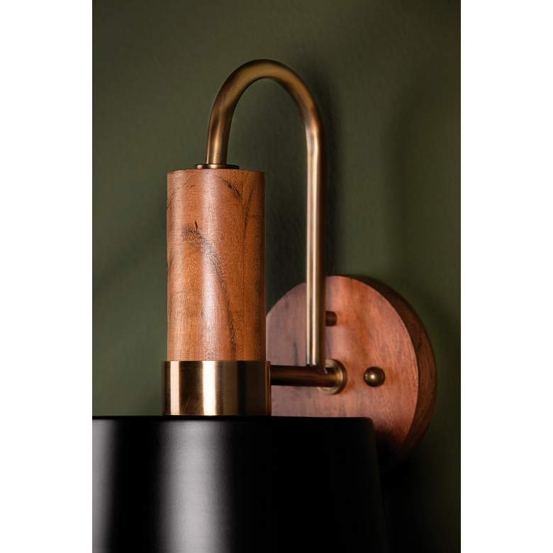 Image 7 Troy Memphis 13.5" Steel and Acacia Wood Modern One Light Sconce more views