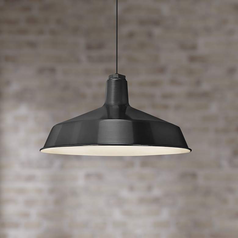 Image 1 Troy RLM Standard 16" Wide Black Aluminum Pendant Light