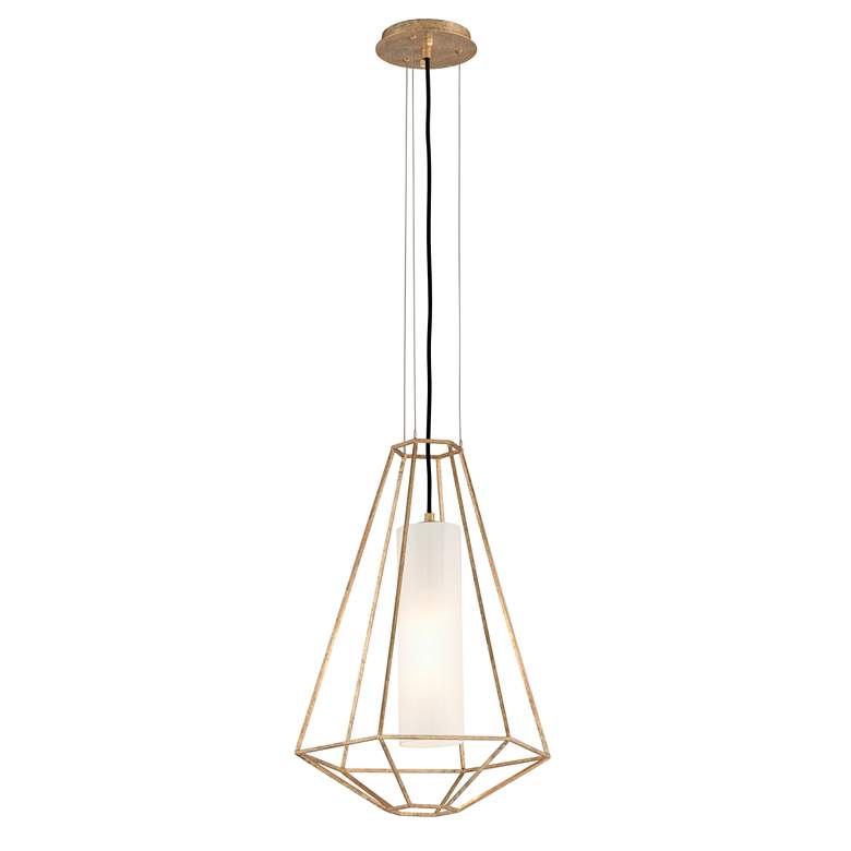 Image 3 Troy Silhouette 16" Gold and White Glass Modern Geometric Pendant more views