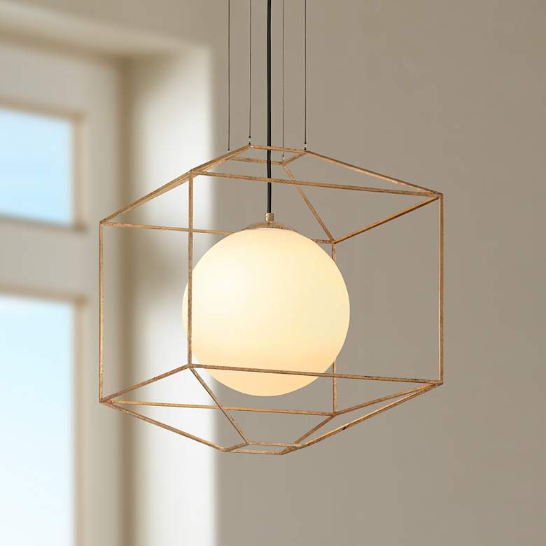 Image 1 Troy Silhouette 18" Wide Gold Leaf Modern Orb Pendant Light
