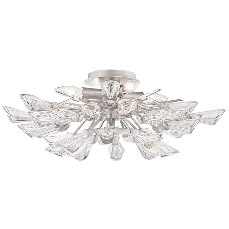 Image 1 Troy Tulip 23.25" Silver Leaf 4 Light Semi Flush
