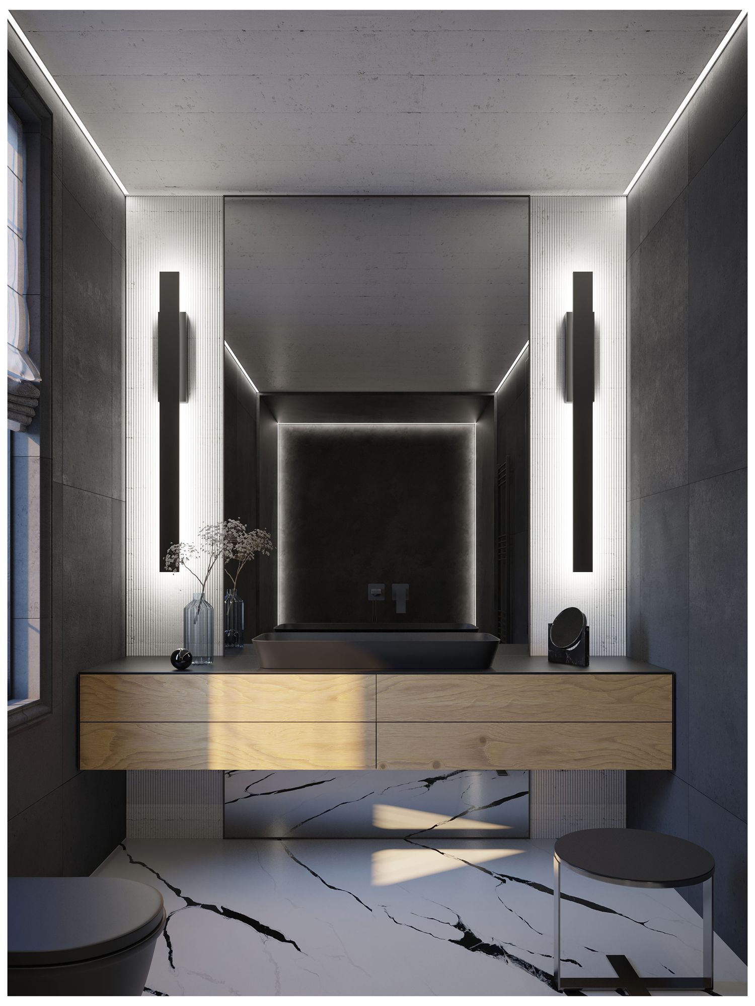 Image 2 Tru 48" High Black LED Outdoor Wall Light more views