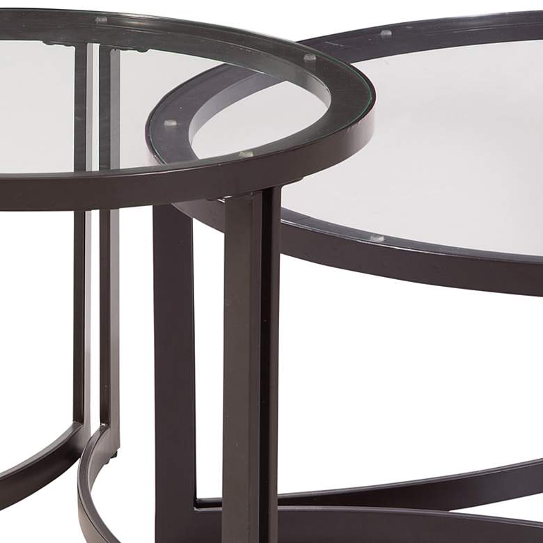 Image 2 Trucco Round Bronze Metal and Glass Nesting Cocktail Table more views
