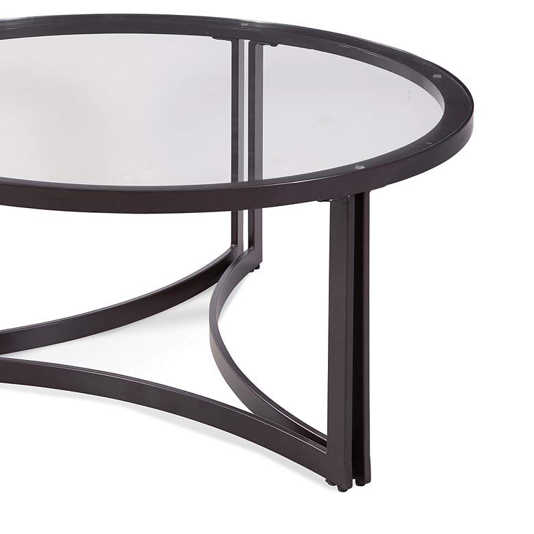 Image 3 Trucco Round Bronze Metal and Glass Nesting Cocktail Table more views
