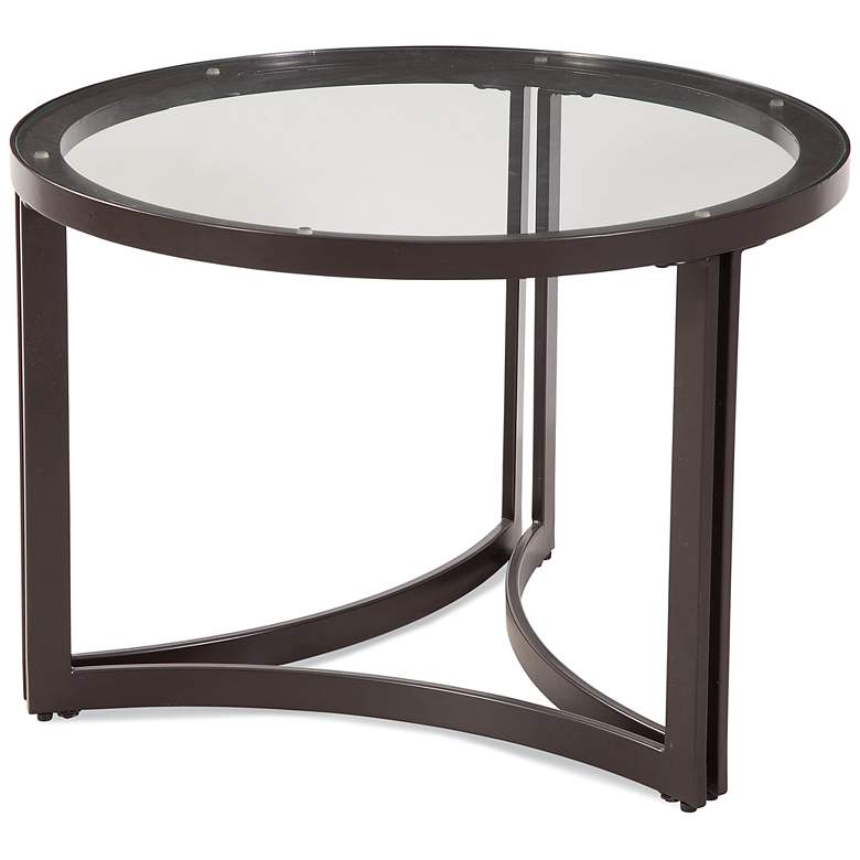 Image 4 Trucco Round Bronze Metal and Glass Nesting Cocktail Table more views
