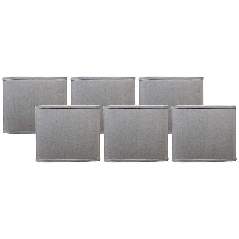 Image 1 True Gray Linen Set of 6 Square Lamp Shades 5x5x5 (Clip-On)