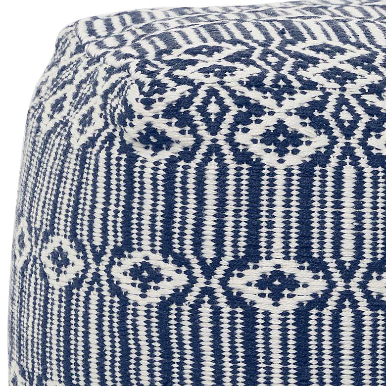 Image 2 Trullo Blue and White Traditional Hand Woven PET Yarn Pouf Ottoman more views