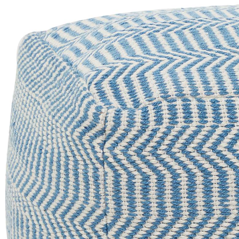 Image 2 Trullo Blue and White Zigzag Hand Woven PET Yarn Pouf Ottoman more views