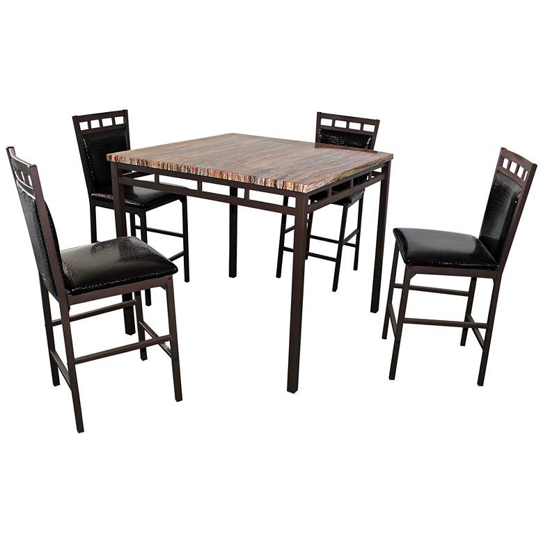 Image 1 Truman Earth-Tone Faux Marble 5-Piece Bistro Dining Set