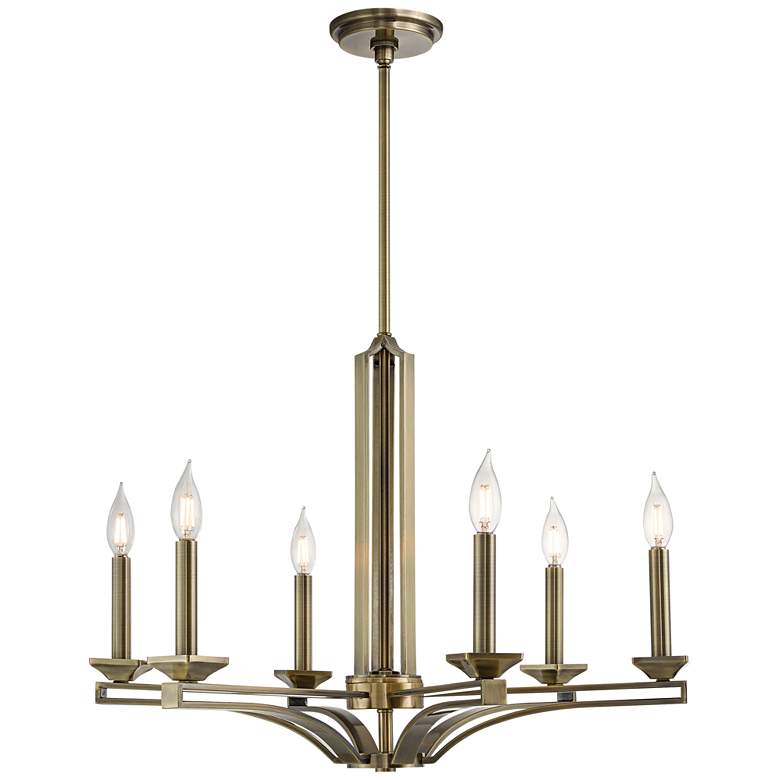 Image 2 Trumbull 26" Wide Antique Brass 6-Light Chandelier