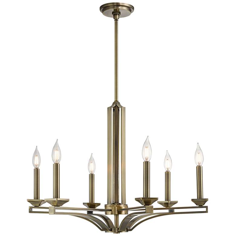 Image 2 Trumbull 26 inch Wide Antique Brass 6-Light Chandelier