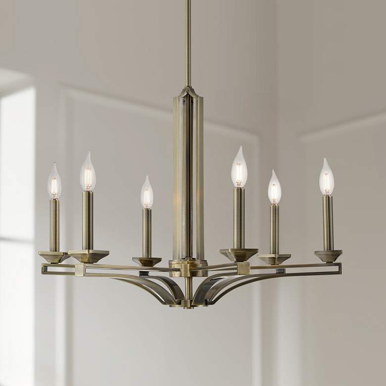 Image 1 Trumbull 26" Wide Antique Brass 6-Light Chandelier