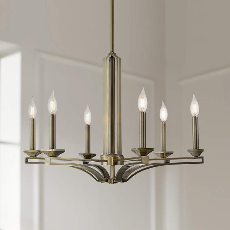 Image 1 Trumbull 26 inch Wide Antique Brass 6-Light Chandelier