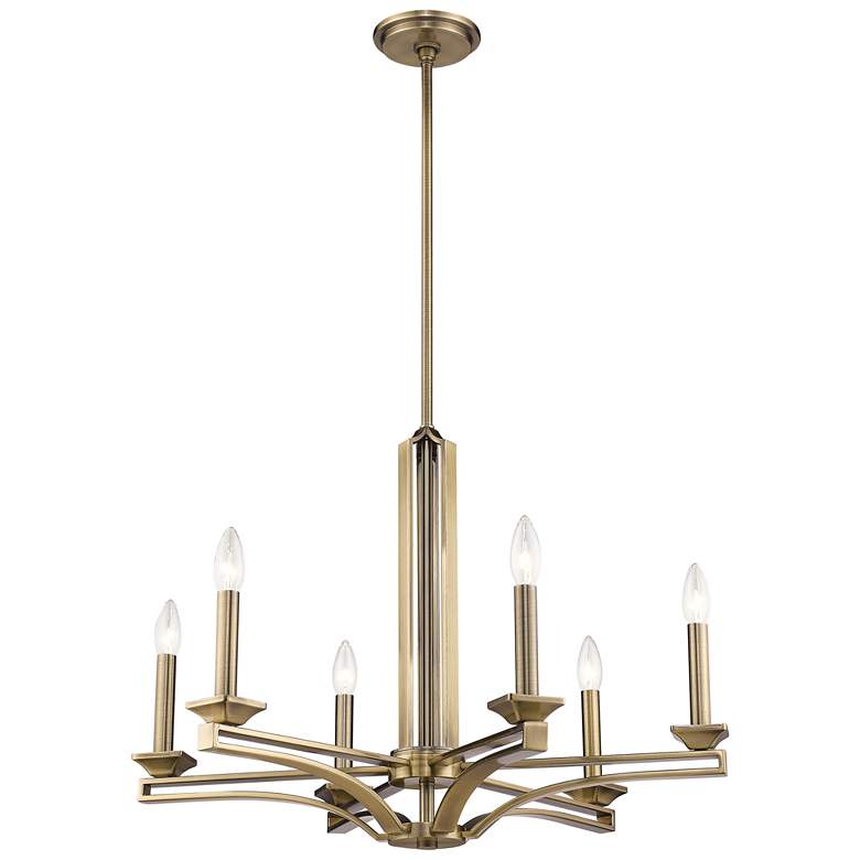 Image 5 Trumbull 26 inch Wide Antique Brass 6-Light Chandelier more views