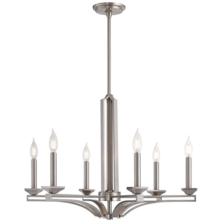 Image 2 Trumbull 26 inch Wide Brushed Nickel 6-Light Chandelier