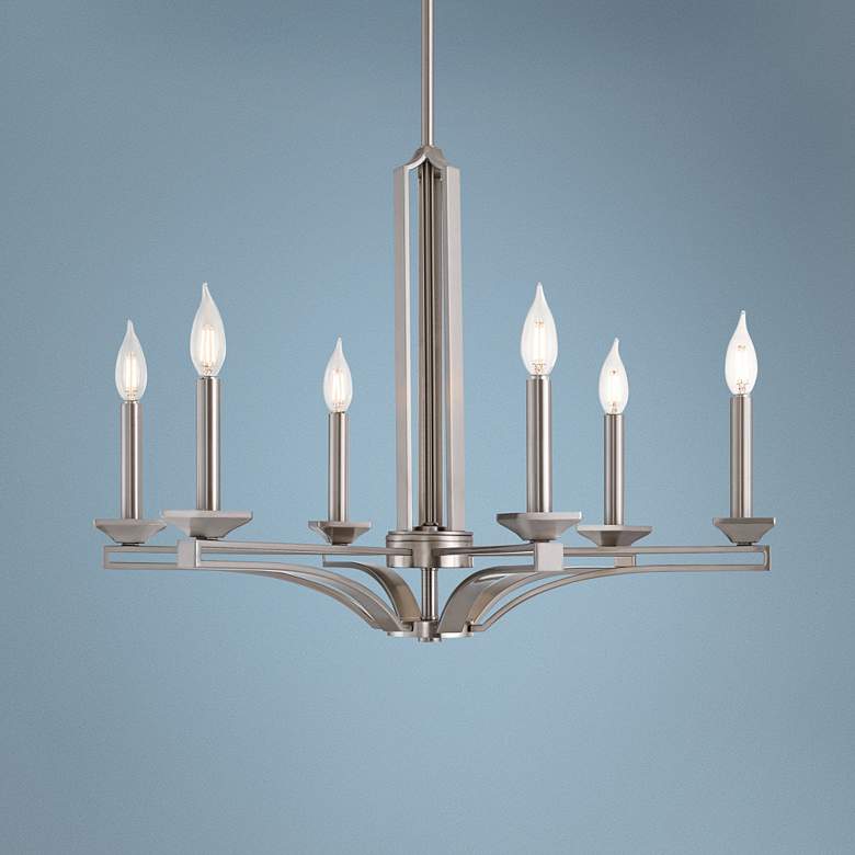 Image 1 Trumbull 26 inch Wide Brushed Nickel 6-Light Chandelier