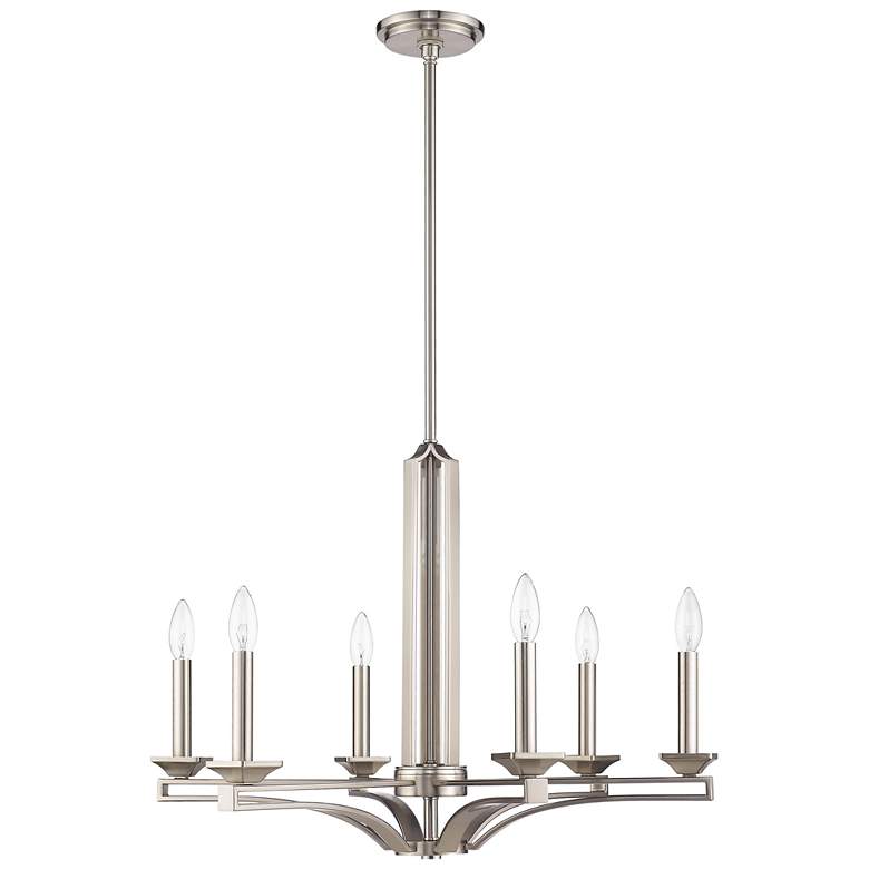 Image 4 Trumbull 26 inch Wide Brushed Nickel 6-Light Chandelier more views