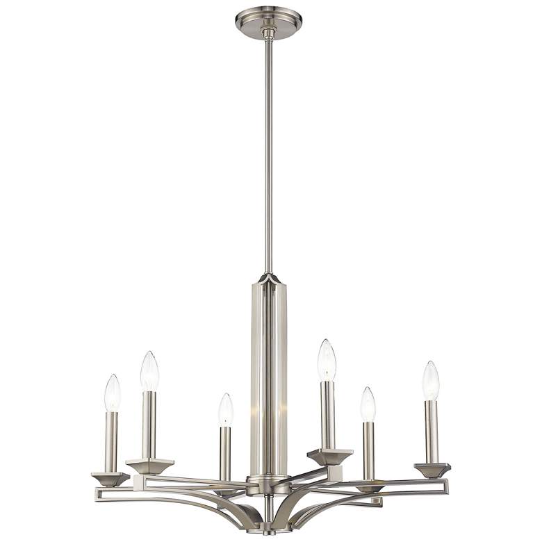 Image 5 Trumbull 26 inch Wide Brushed Nickel 6-Light Chandelier more views