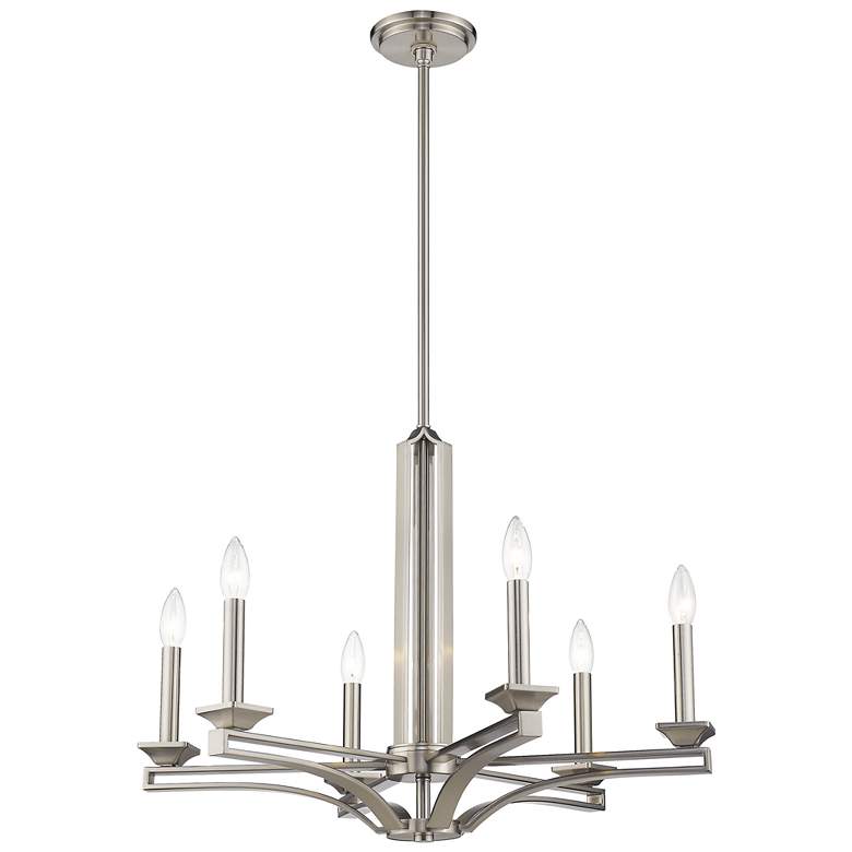 Image 6 Trumbull 26 inch Wide Brushed Nickel 6-Light Chandelier more views