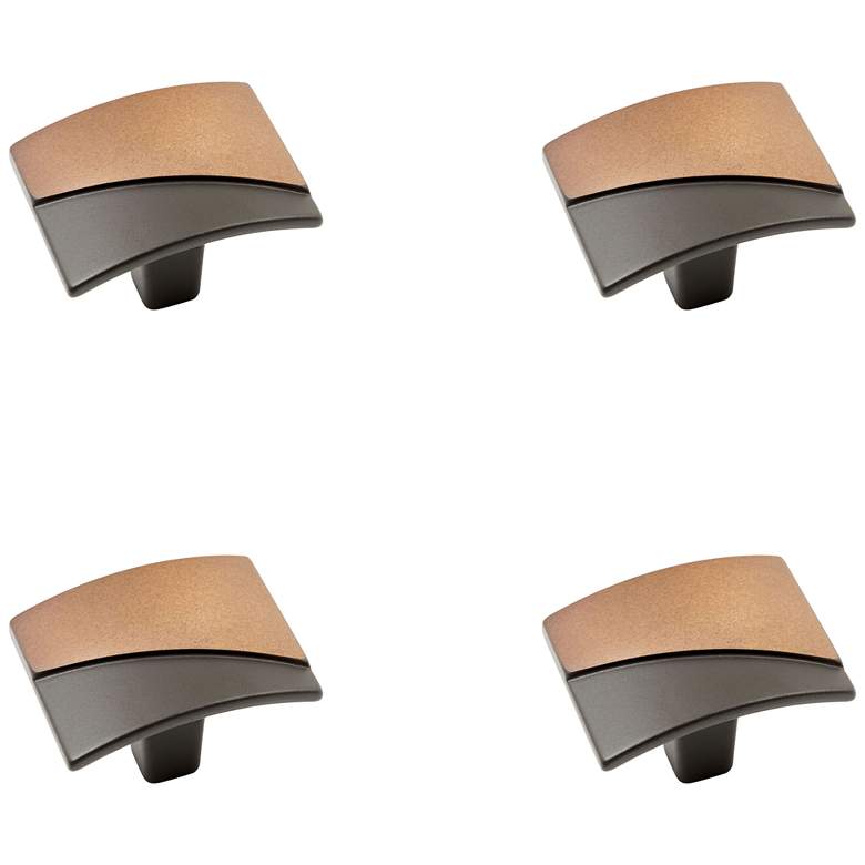 Image 1 Trumbull Cafe Bronze 1 1/2" Wide Rectangular Cabinet Knob Set of 4