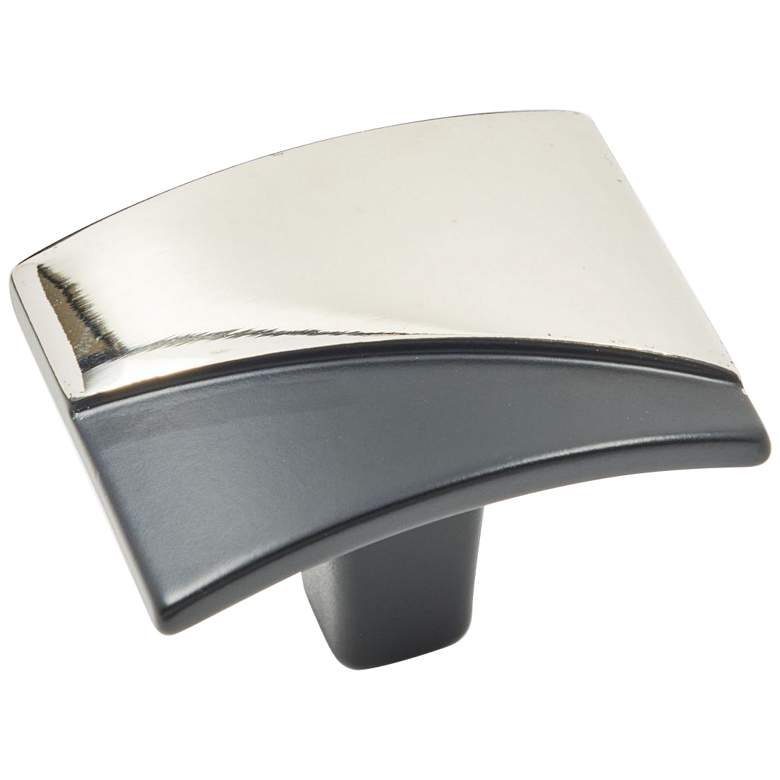 Image 1 Trumbull Polished Nickel with Black 1 1/2" Wide Cabinet Knob