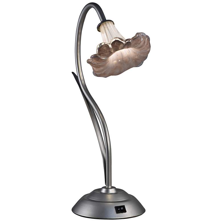 Image 1 Trumpet 16 3/4 inchH Silver LED Art Glass Accent Table Lamp