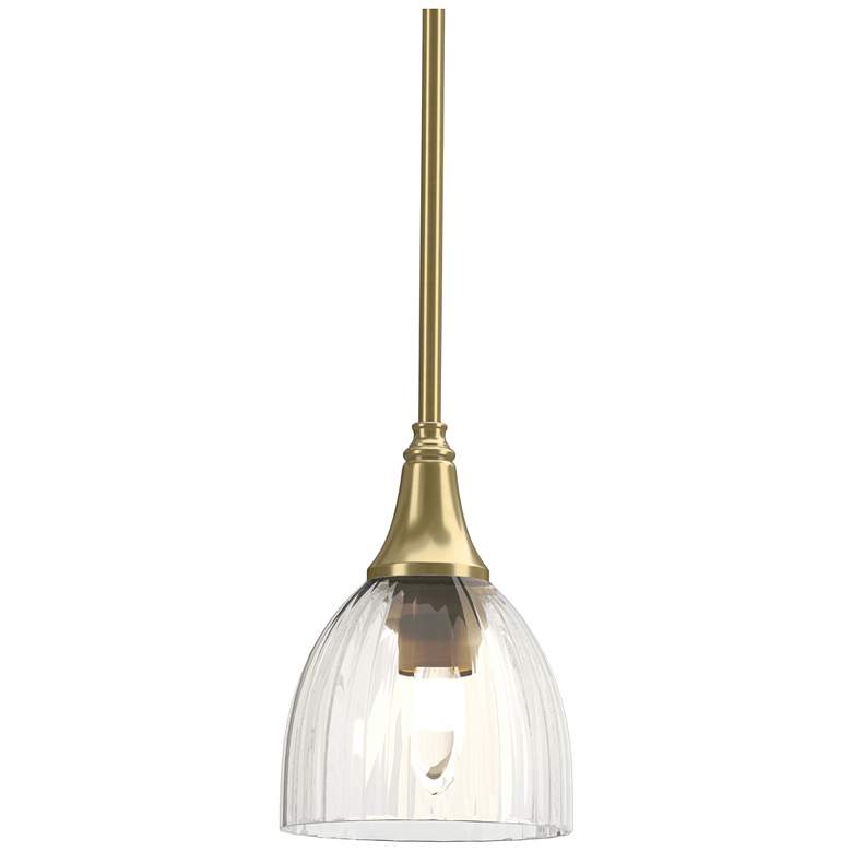 Image 1 Trumpet 2.8 inch Wide Modern Brass Mini-Pendant With Water Glass Shade