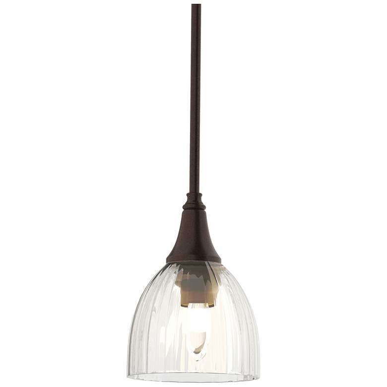 Image 1 Trumpet 2.8" Wide Oil Rubbed Bronze Mini-Pendant With Water Glass Shad