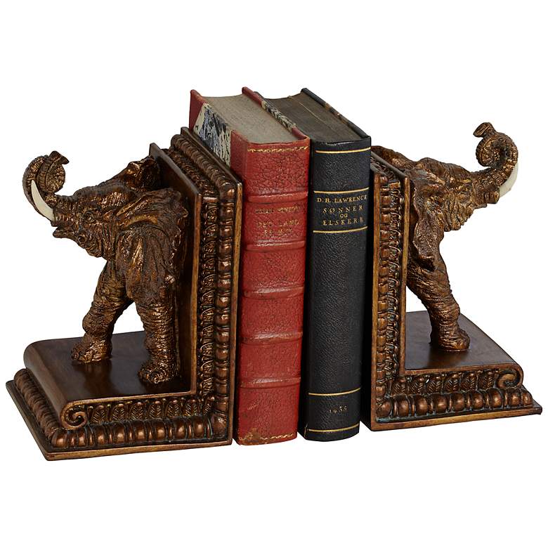 Image 1 Trumpeting Elephant Bookends Set