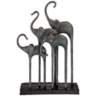 Trumpeting Elephants 15" High Verde Finish Sculpture