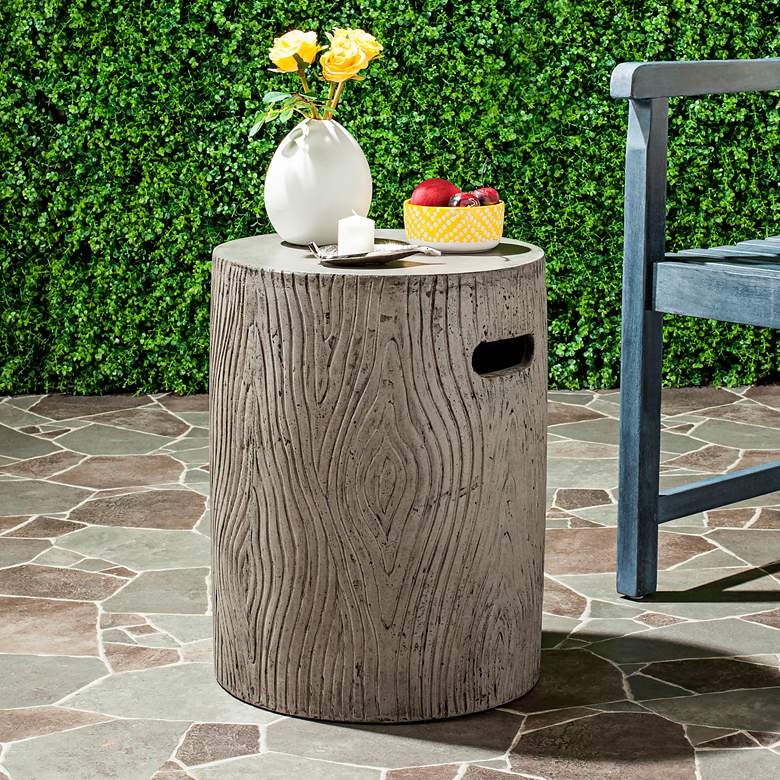 Image 1 Trunk Dark Gray Concrete Round Indoor-Outdoor Accent Table