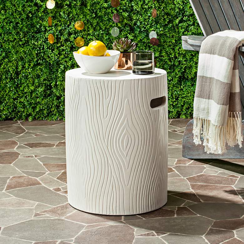 Image 1 Trunk Ivory Concrete Round Indoor-Outdoor Accent Table