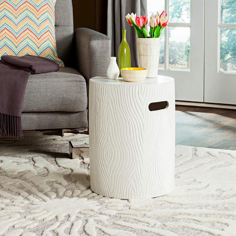 Image 5 Trunk Ivory Concrete Round Indoor-Outdoor Accent Table more views