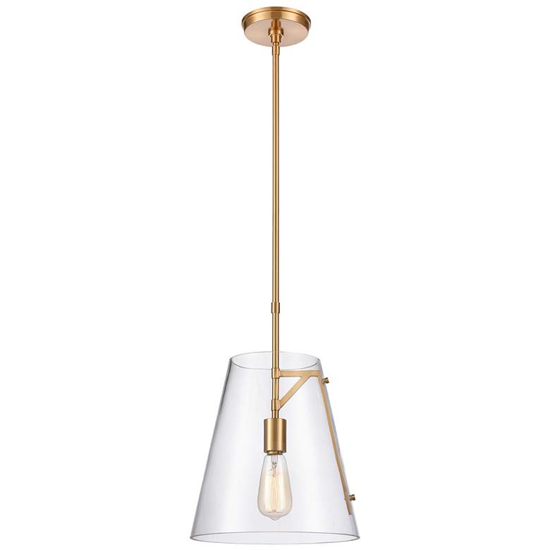 Image 1 Trustle 11" Wide Satin Brass and Clear Glass Mini Pendant