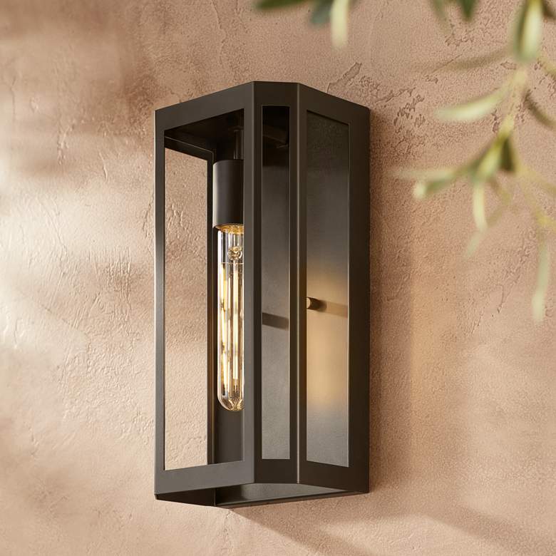 Image 1 Trystan 13 inch High Bronze and Glass Outdoor Wall Light